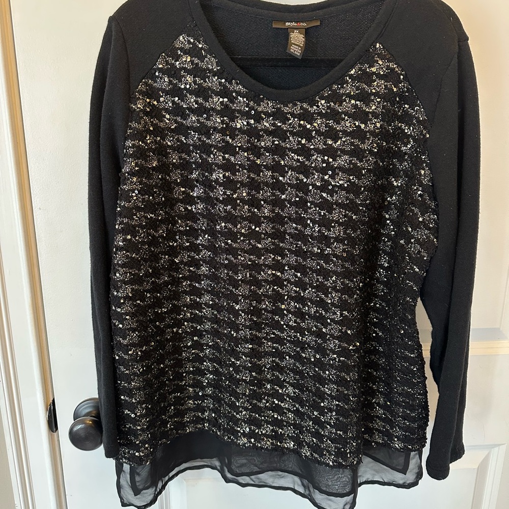 Style & Co. Black and gold Sequin Sweater 2x